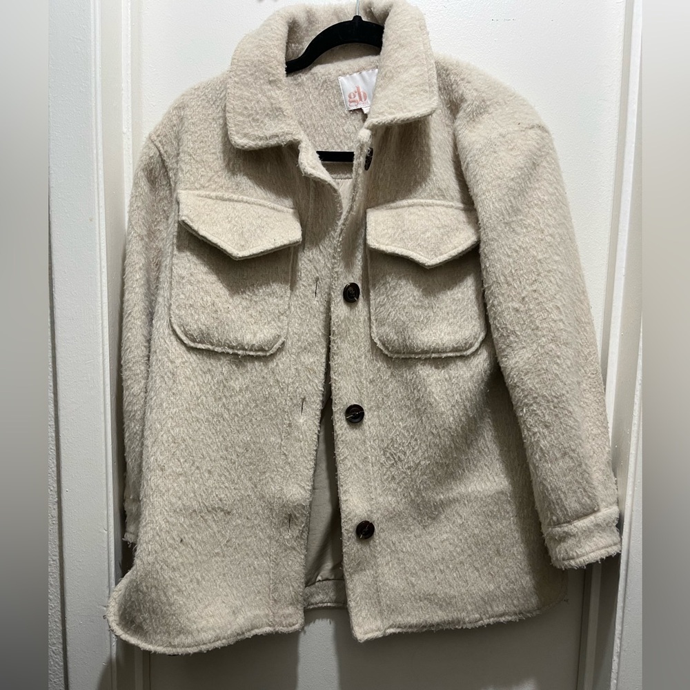Gianni Bini Cream Cozy Shacket Jacket